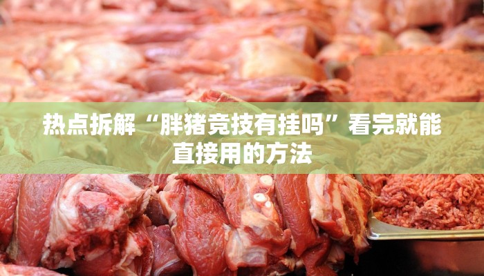 热点拆解“胖猪竞技有挂吗”看完就能直接用的方法 热点拆解“胖猪竞技有挂吗”看完就能直接用的方法